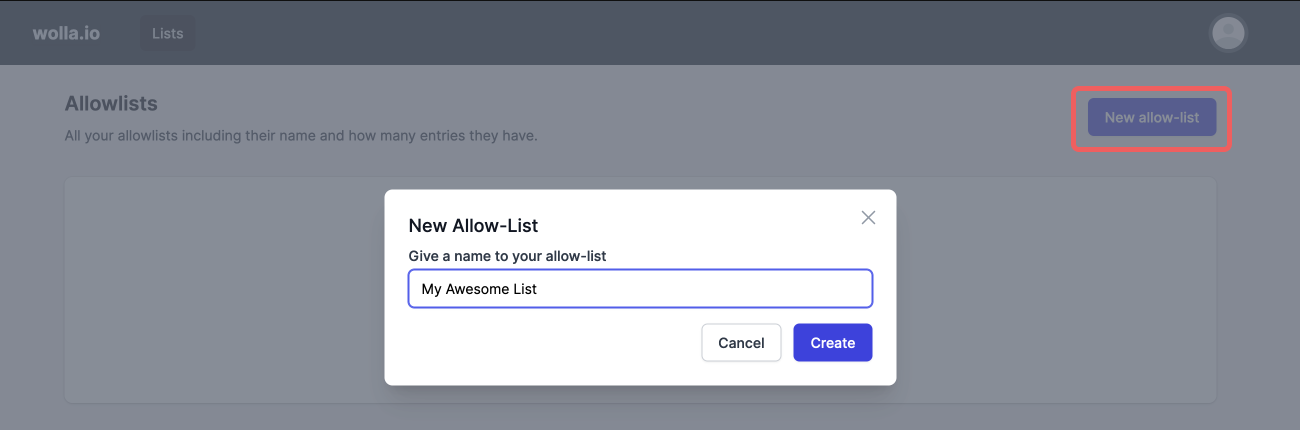 UI to add new allow list